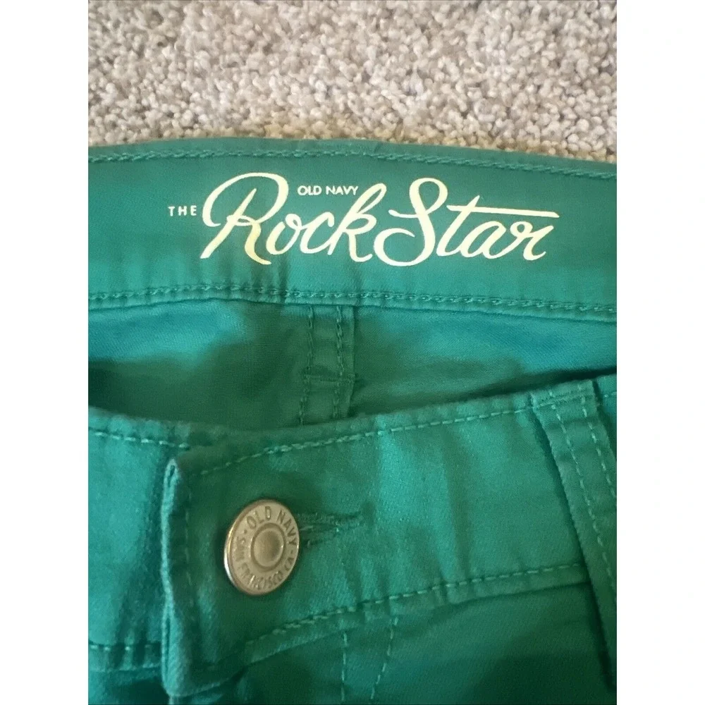 Old Navy Rockstar 12 Youth Super Skinny Lower Rise Stretch Green Jeans‎ Girls